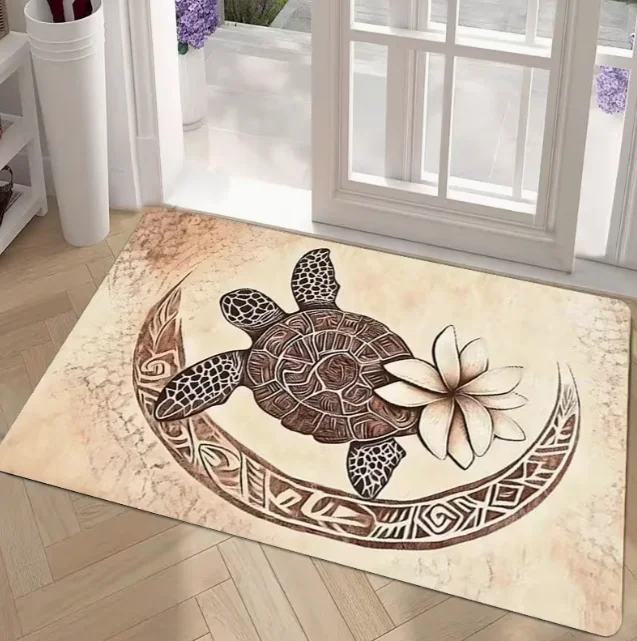 Turtle Door Mat Welcome Carpet Hawaiian Style Anti Slip Soft Comfortable Bedroom Living Room Dining Room Kitchen Entrance Mat