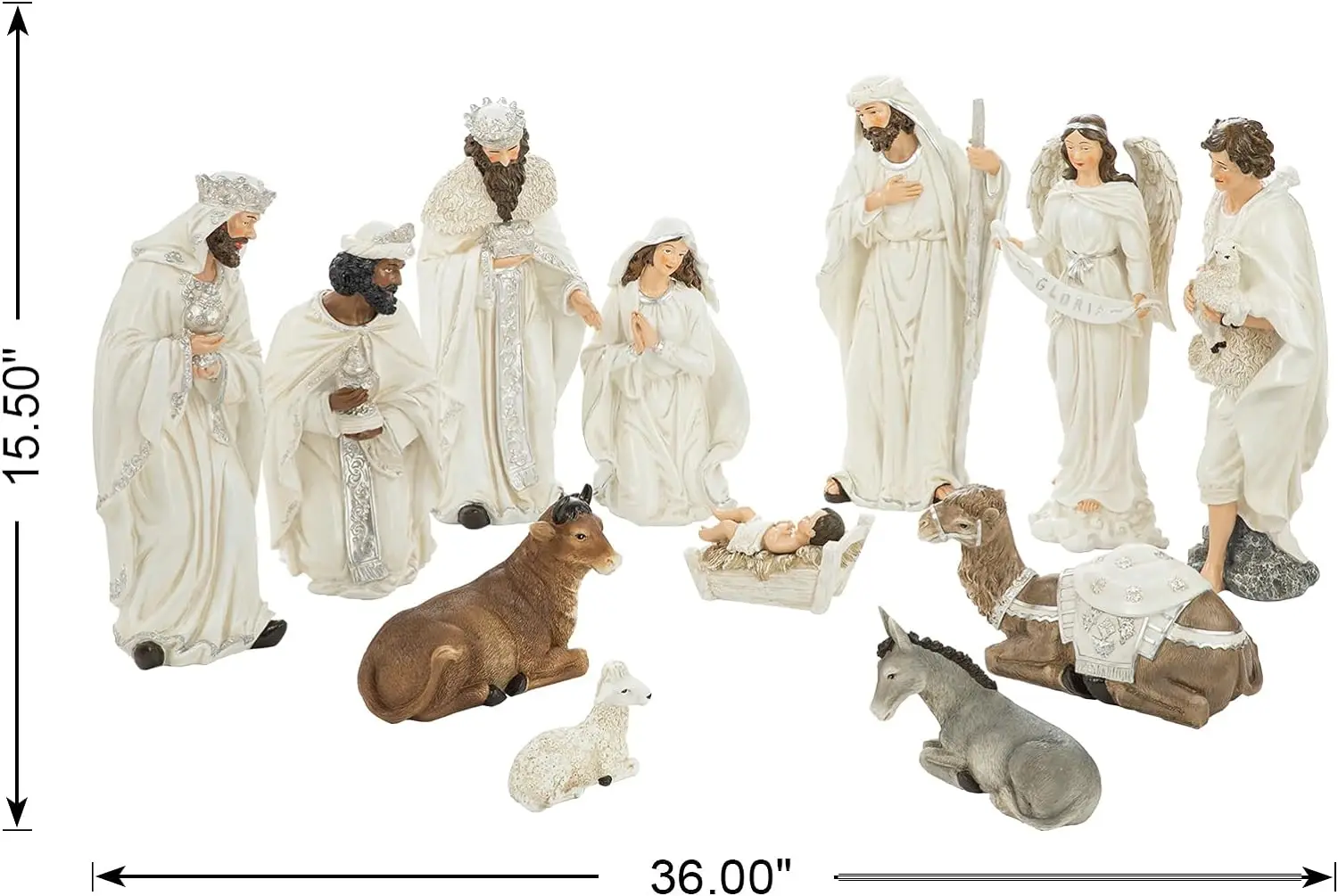 15.5 Inch Oversized Nativity Sets for Christmas Decor Set of 12 Nativity Scene Collectible Figurine Sets