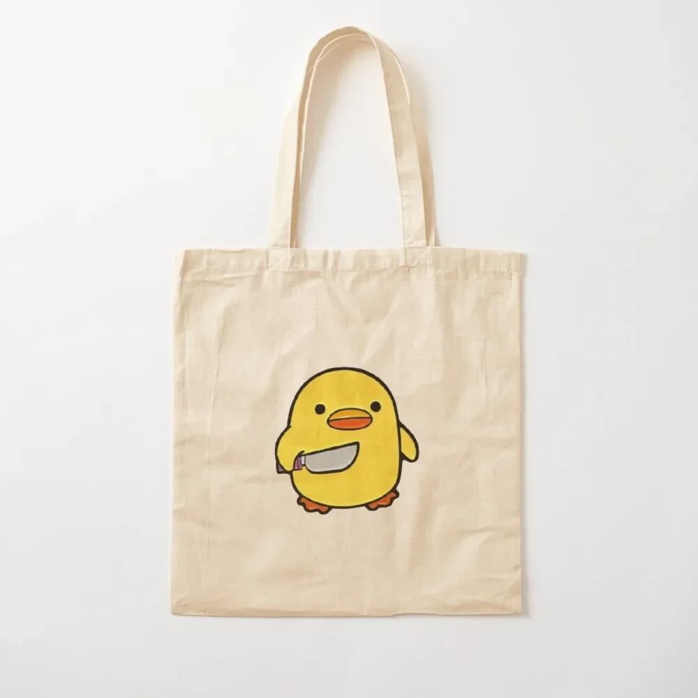 Cute Duck With Knife Duckling Meme Tote Bag Custom bag Shopper Beach bag