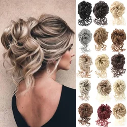Synthetic Messy Chignon Dount Hair Bun with Elastic Band Curly Messy Bun Scrunchies Updo Hairpiece Extension for Women