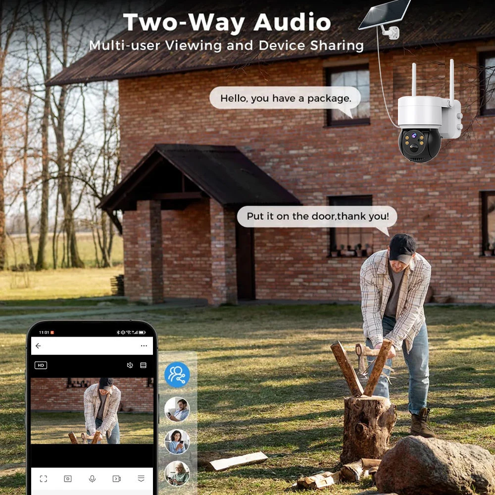 Solar Panel Wifi Camera HD 5MP Outdoor PTZ With Rechargeable Battery PIR Motion Detection Audio 100% Wireless Security IP Camera