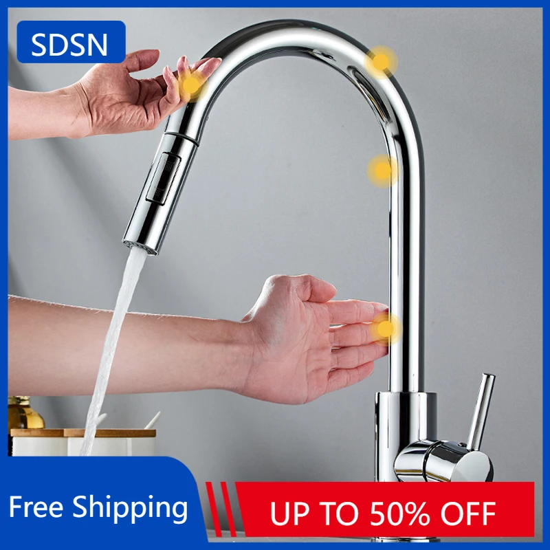 

Смесители для кухни Smart Touch, нержавеющая сталь 304, выдвижной смеситель для кухонной мойки, сенсорный смеситель для кухонной мойки