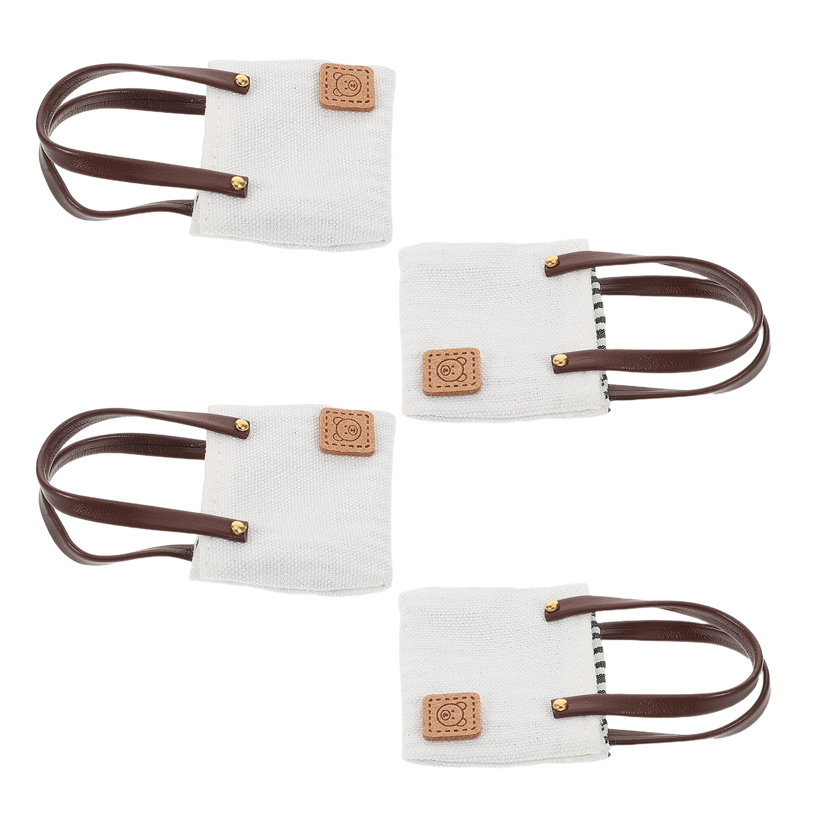 

4pcs Miniature Bags: Realistic Mini Tote For Dollhouse Decoration Craft Canvas Shoulder Bag Photography Props For Micro Scenes