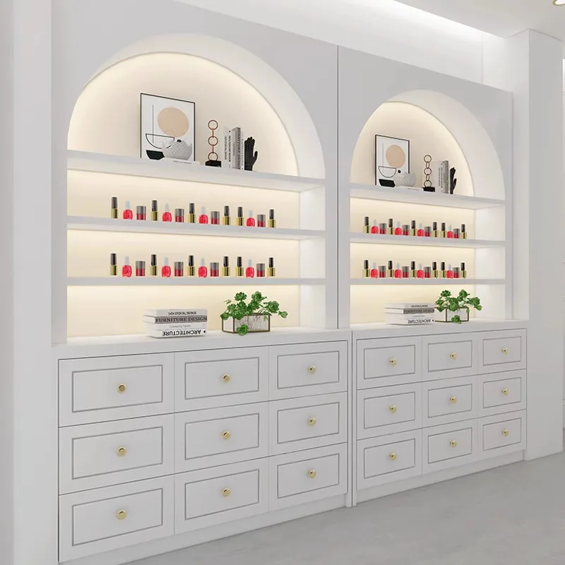 

High-End Modern Nail Art Display Cabinet Metal Beauty Salon Cosmetic Drawer Storage for Nail Polish Gel Optimal Beauty Salon