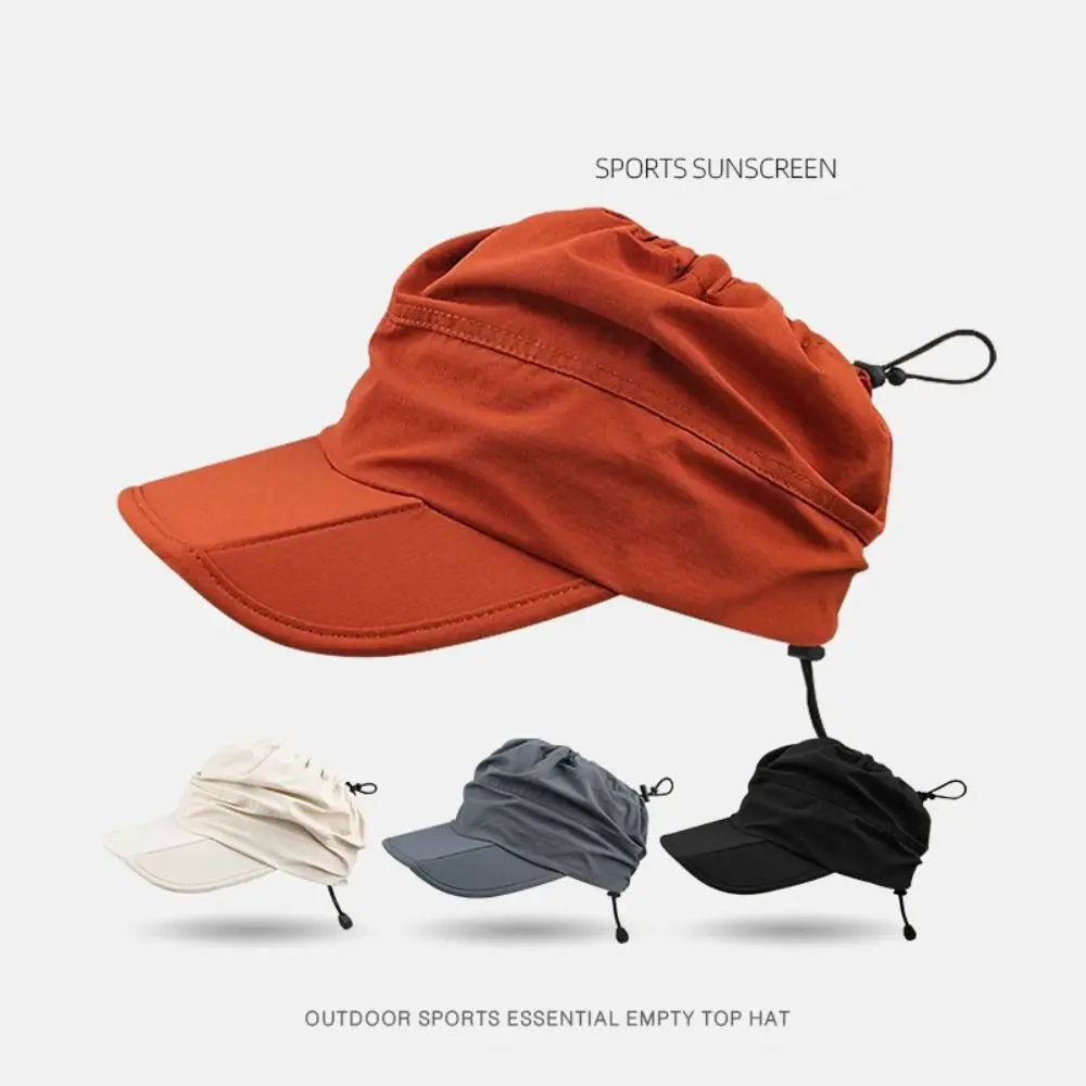 

Polyester Sunproof Empty Top Hat UV Protection Foldable Outdoor Quick Drying Hat Solid Color Adjustable Sports Men's Cap Summer