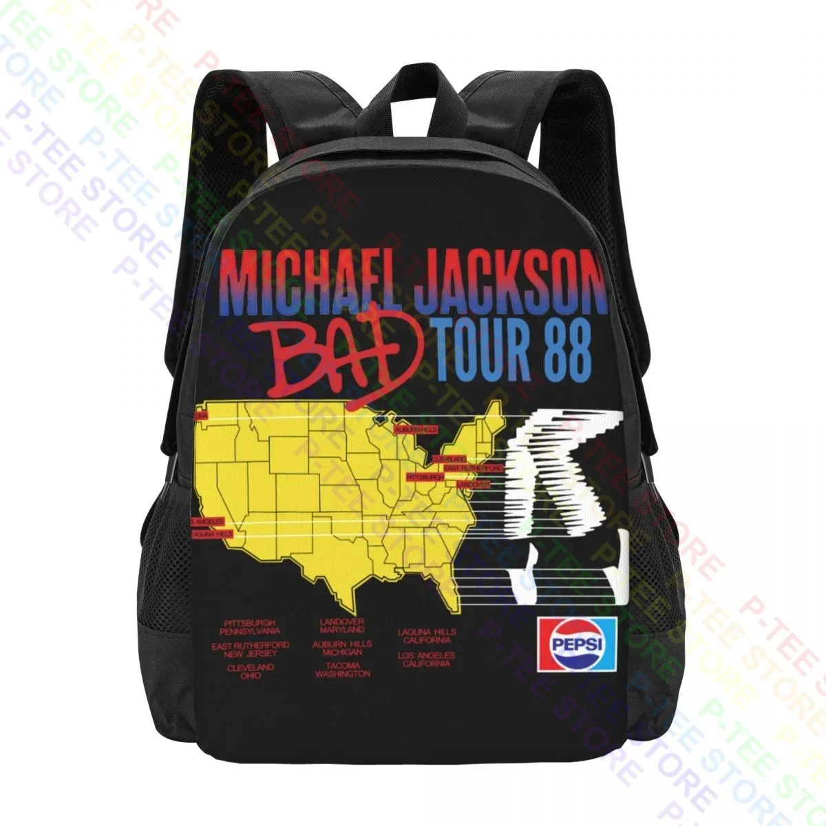 Michael Jackson Bad Tour 1988. P-1170Backpack Large Capacity Shoe Bag Personalised