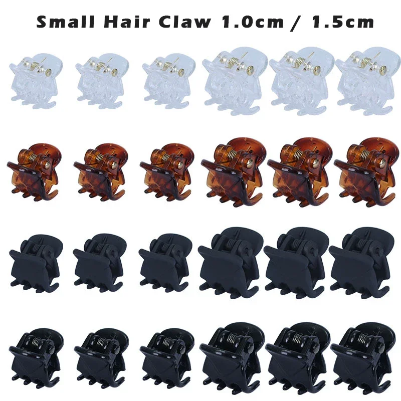 

10Pcs/Lot Hair Claw Clips for Women 1.0 1.5cm Small Black Brown Transparent Plastic Mini Claws Kids Styling Accessories 2041