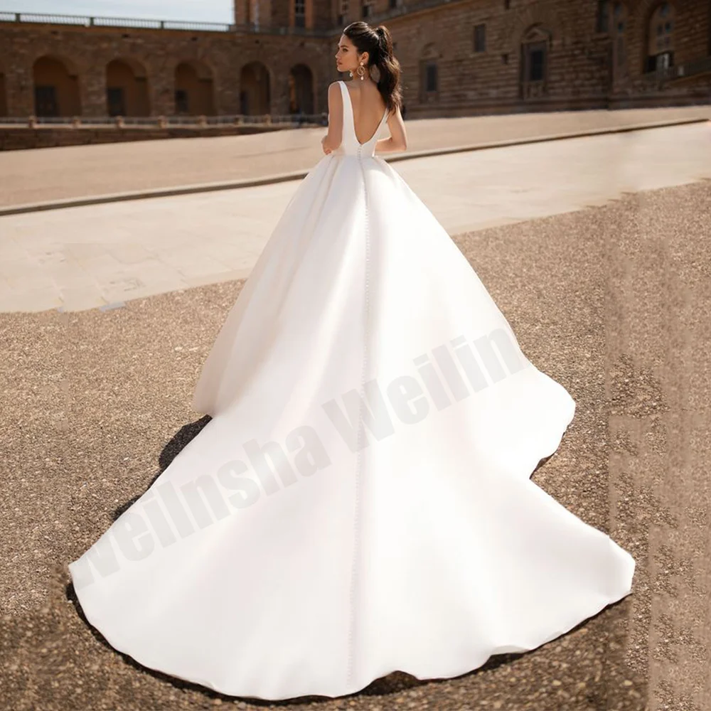 Sexy Wedding Dress with Detachable Tulle Jacket V Neck Sleeveless Ball Gown Bride Bridal Dresses Court Train Robe De Mariee