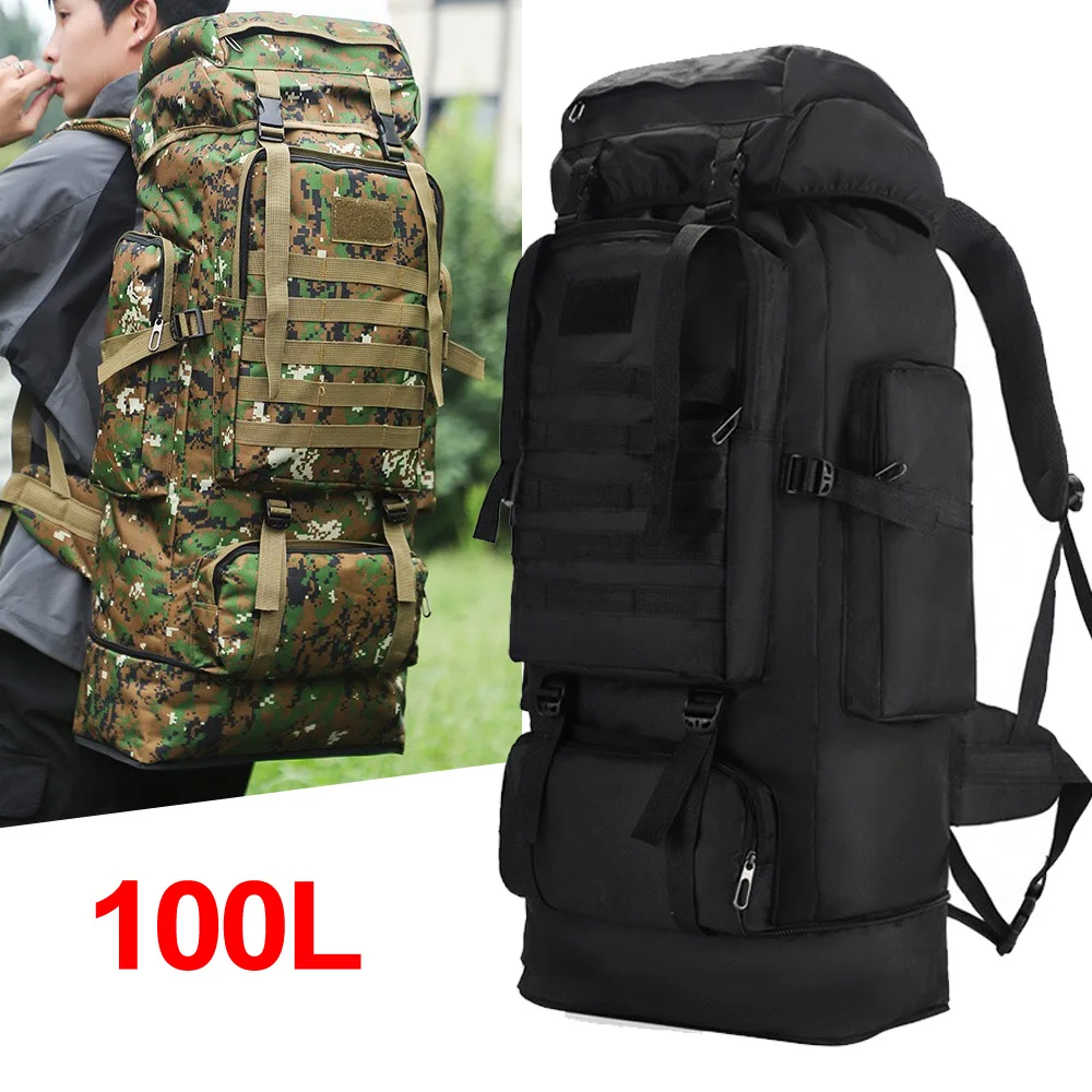 100L Outdoor Camping Backpack Hiking Bag Men's Large Capacity Storage Bag Multifunctional Back Travel Outdoor Sport Climbing Bag