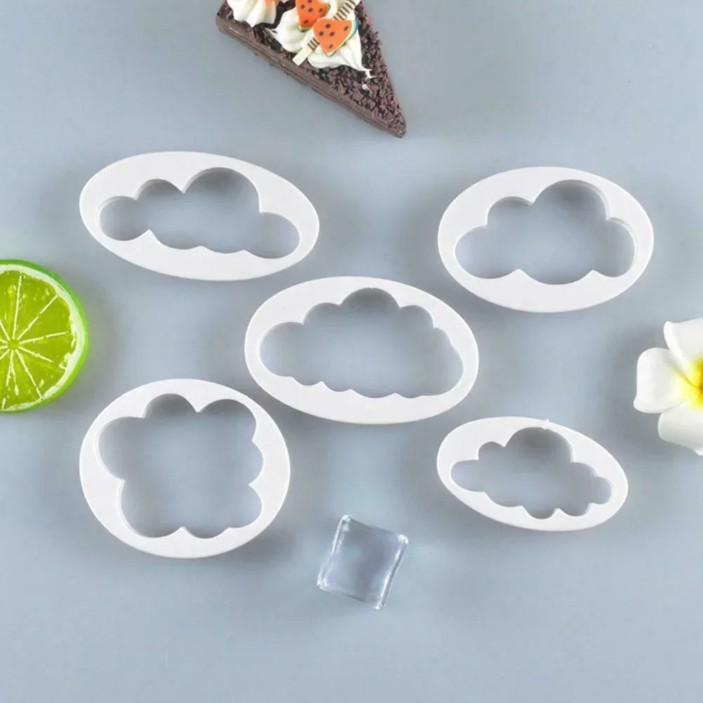 5PCS Cloud Shape Cookie Cutter Made 3D Printed Fondant For Cake Decorating Tools Bakeware Tools For Kitchen Dining