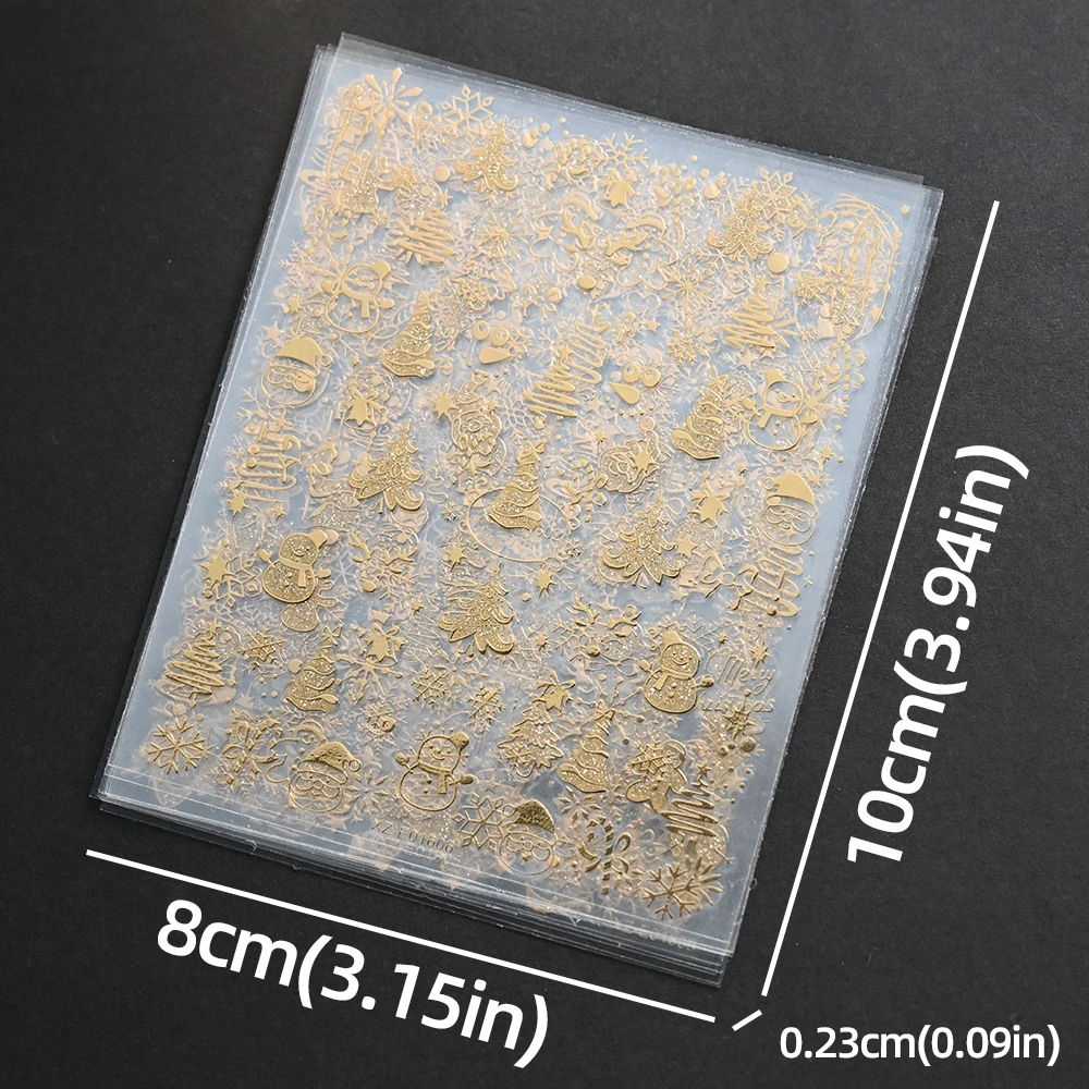 12 قطعة ثلاثية الأبعاد Gloden عيد الميلاد مسمار ملصقات الثلج الصنوبر الأيائل ثلج Slef-لاصق مسمار الشارات الشتاء عيد الميلاد لتقوم بها بنفسك مانيكير المتزلجون