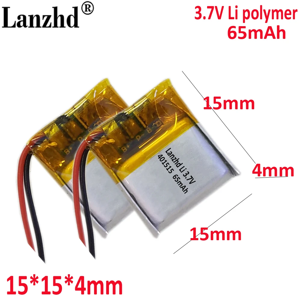 

401515 451515 3.7v lithium battery For micro Bluetooth headset LED digital watch 65mAh Wireless Mini Wearable Device