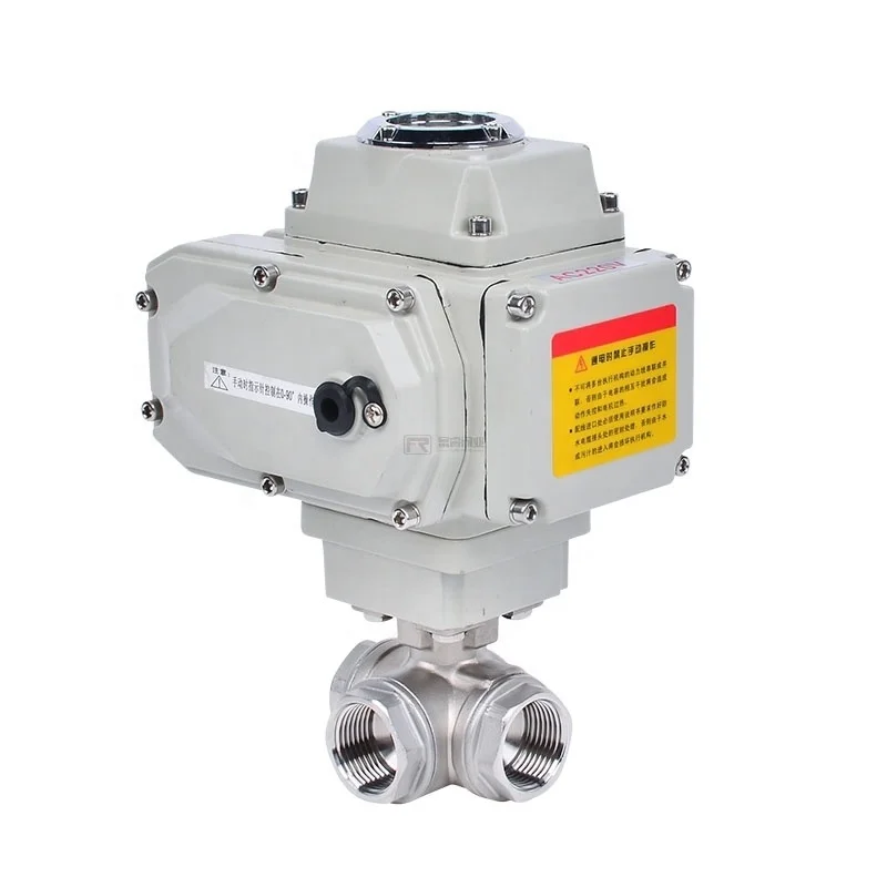 FURUI 220VAC 24VDC Electric Actuator 8Nm Quarter Turn 304/316 Stainless Steel 3-Way Motorized Ball Valve OEM LTPort Female