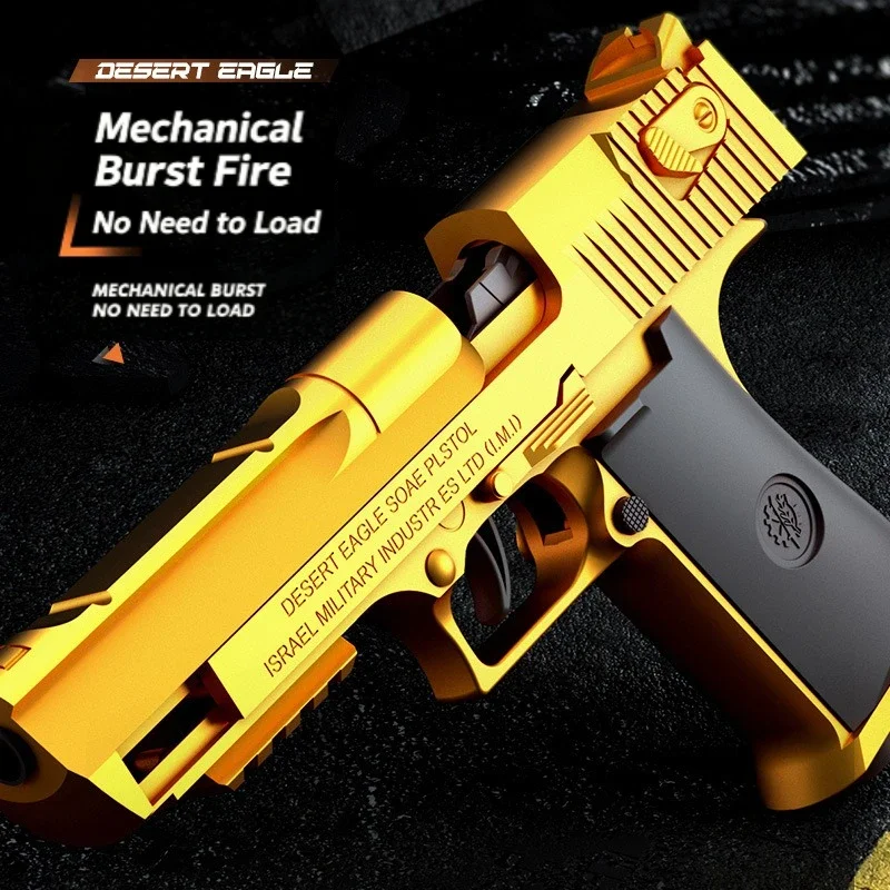 Mechanical Shell Eject Toy Blaster Desert Eagle Soft Bullet Auto Recoil Hold Open for Boys Battle Game