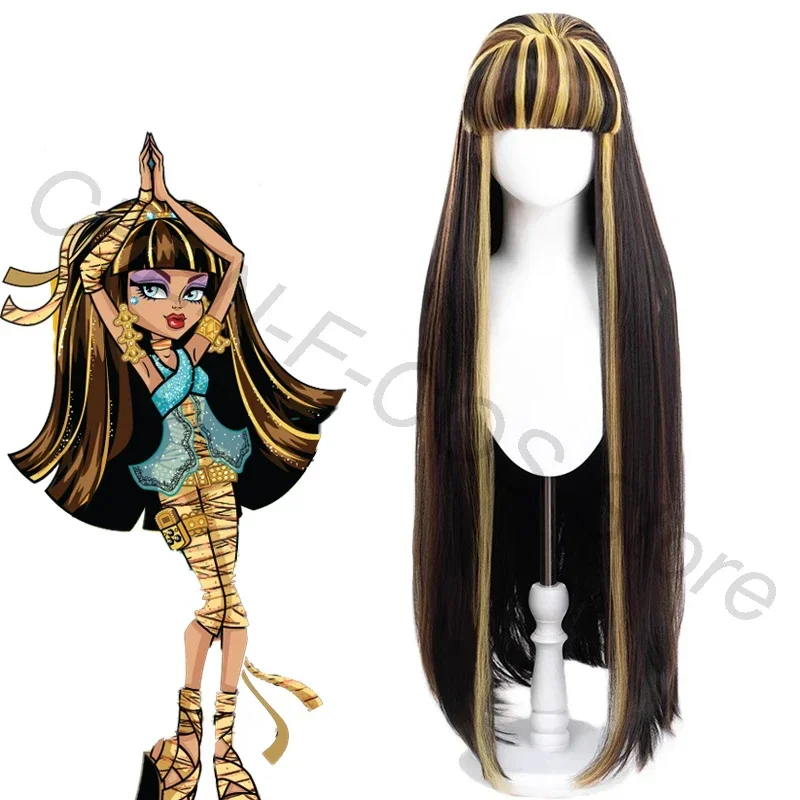 Monster High Cleo De Nile Cosplay Wig Long Hair Props Movie Woman Role Play Performance Halloween Christmas Carnival