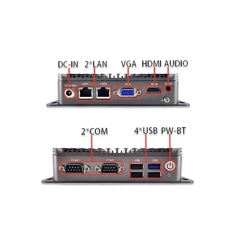 Mini PC industriel J1900 Quad Core, barebone, NUC, robuste, contrôle intégré, ordinateur pour Windows 10