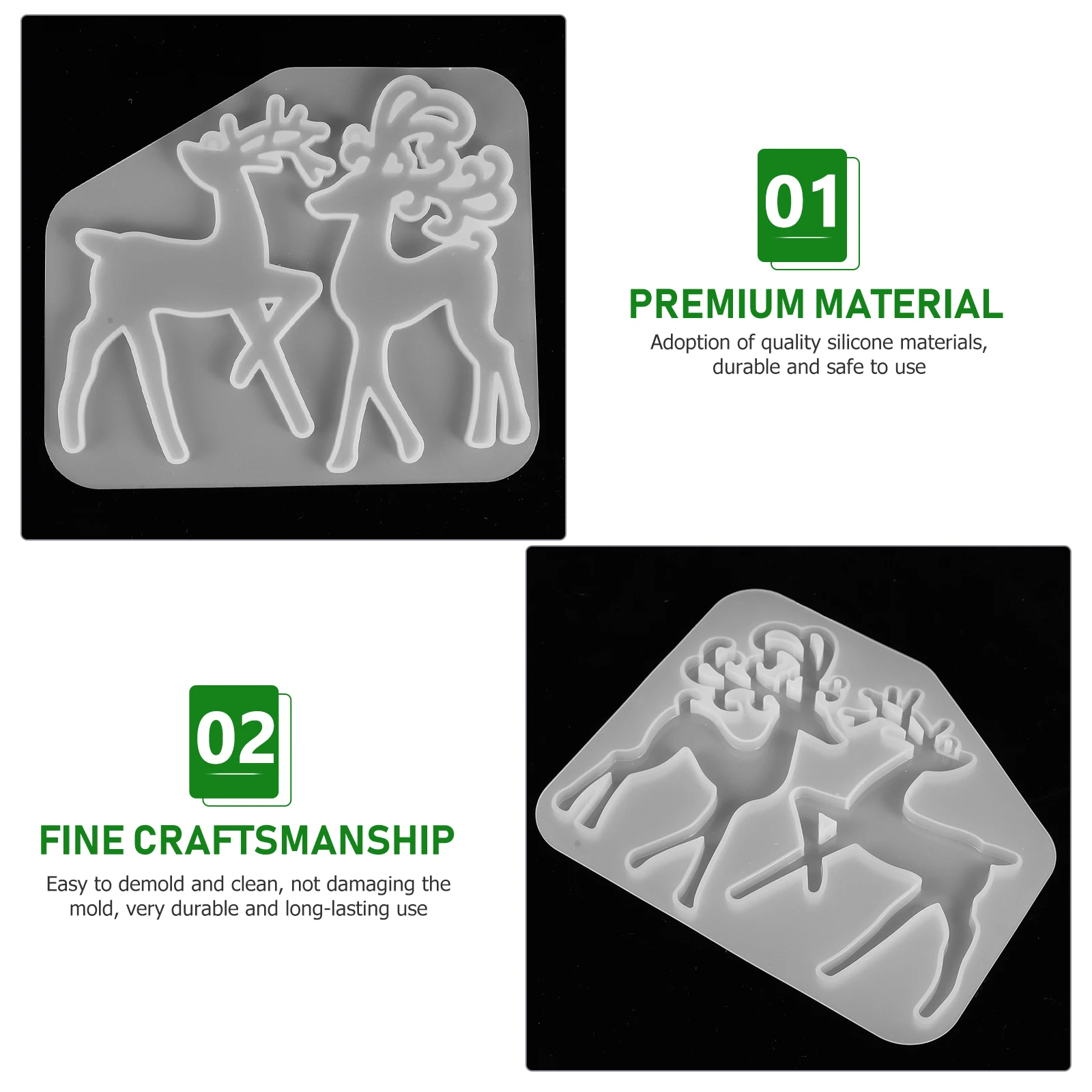 

Elk Keychain Mold Silicone Ornament for Resin DIY Handmade Keyring Charm Making Molds Christmas Decor