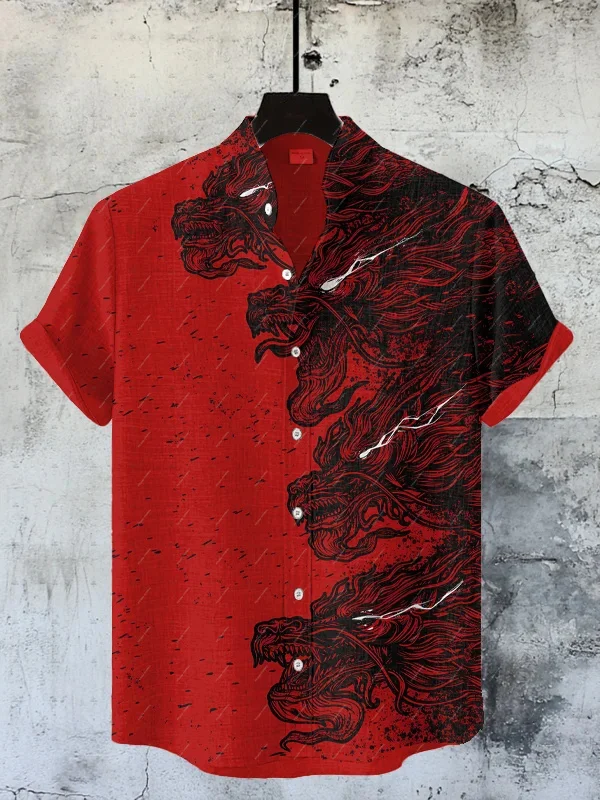 2026New Fashion Graffiti Gradient Graphic Tattoo Vintage 3DPrint Harajuku Summer Hawaiian Shirts Streetwear Beach Short Sleeves