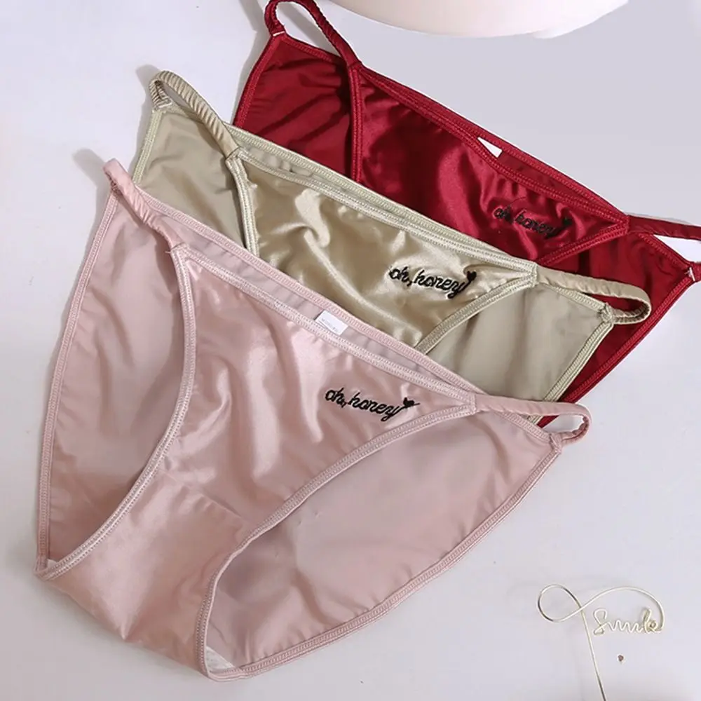 Thin Strap Cotton Crotch Solid Color Girls Women Briefs Women Stain Panties Seamless Underwear Letter Print Underwear