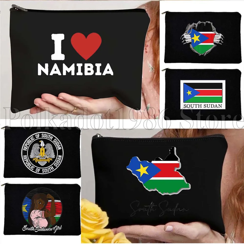 

Флаг Южного Судана, карта Суданского холста, дорожная сумка для макияжа, помады, женская школьная сумка для учителей, косметичка, портативный кошелек
