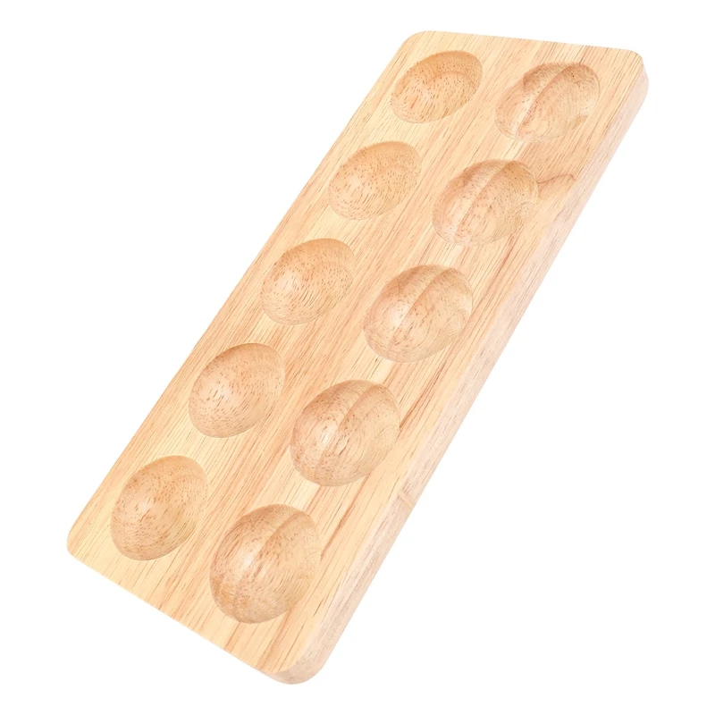 HOT Egg Tray Wooden Egg Holder For Eggs Usable In Kitchen Refrigerator, Or Countertop For Display Or Storage, Holds 10 Eggs