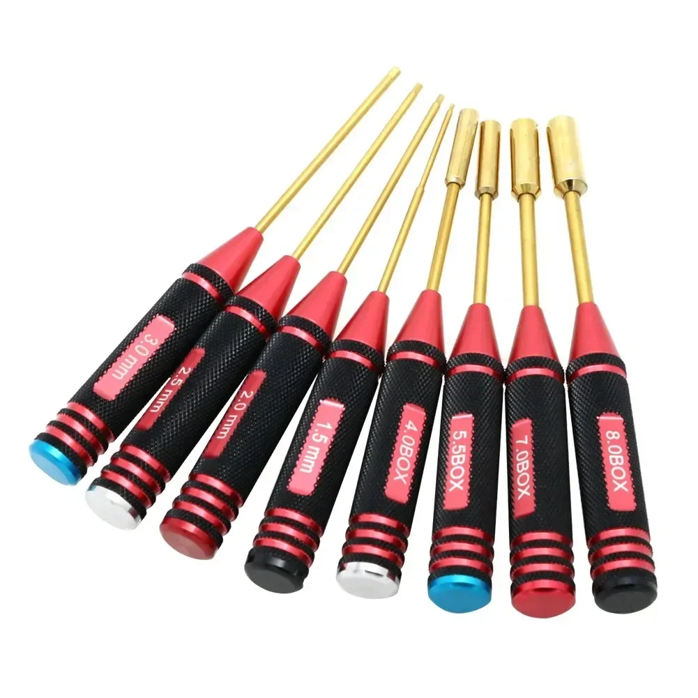 4-piece set / titanium alloy plating 4.0 / 5.5 / 7 / 8mm hex nut wrench socket tool kit for RC model car aircraft