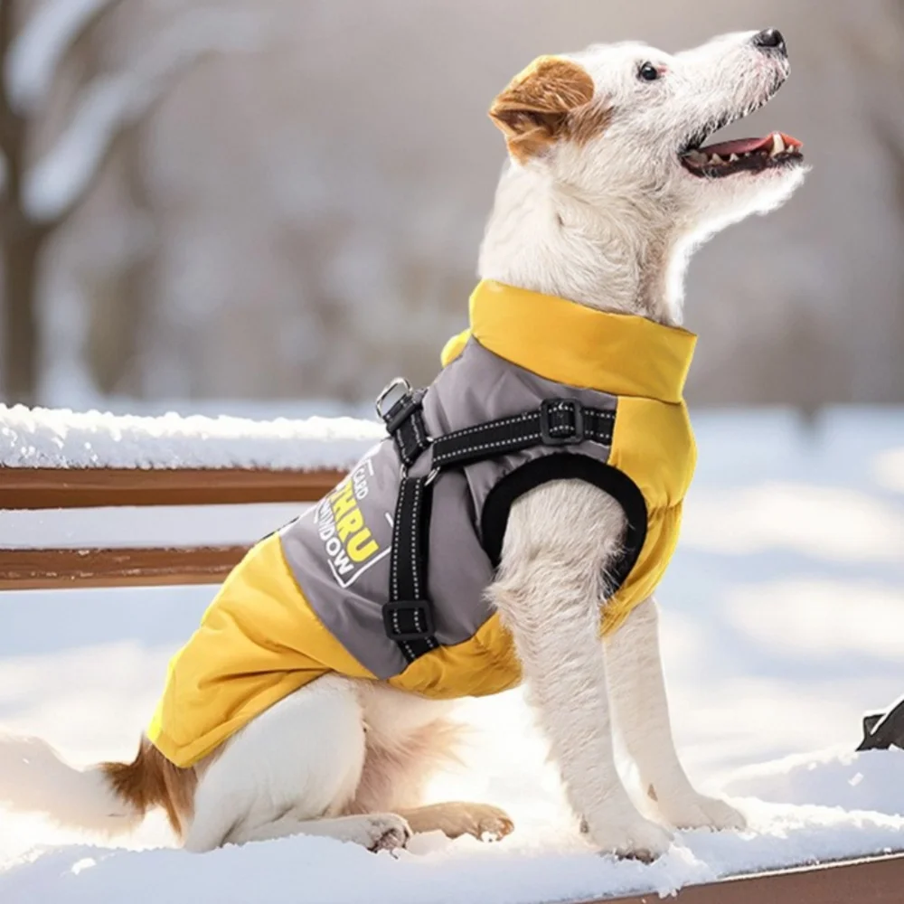 

Traction and Warm Winter Dog Clothes with Color Block, Breathable Reflective at Night Dog Cotton Coat Pet Clothing