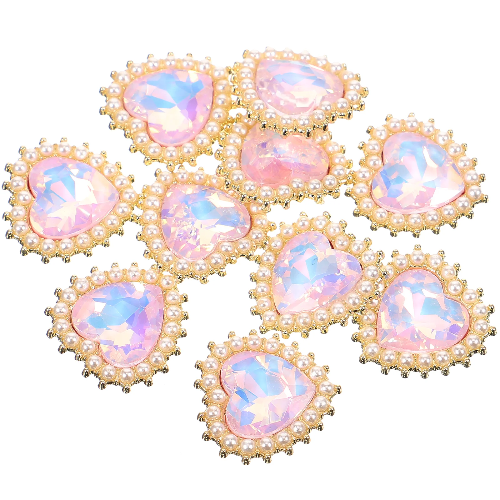 

10 Pcs Heart-shaped Pearl Pendant Earrings with Bow Scrapbook Material Charms of The Lid