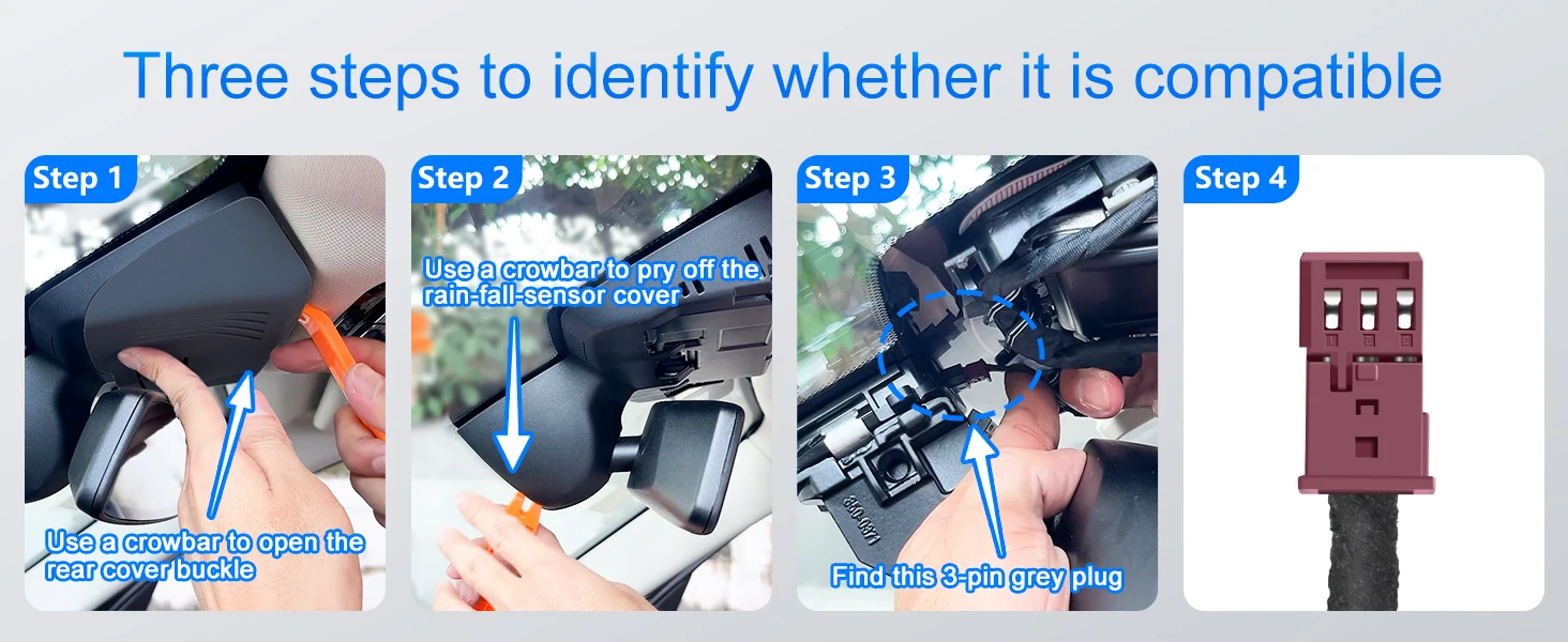 Mangoal Dashcam-Netzteil für BMW mit 3-Pin-Regensensoranschluss, Spiegelkamera, Typ-C, Mini-Micro-USB-Schnittstelle, Plug-and-Play – Detail 1