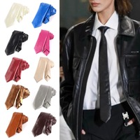 Fashion Retro PU Leather Ties 5.5cm Wide Versatile JK Necktie Solid Color Casual Narrow tie Unisex