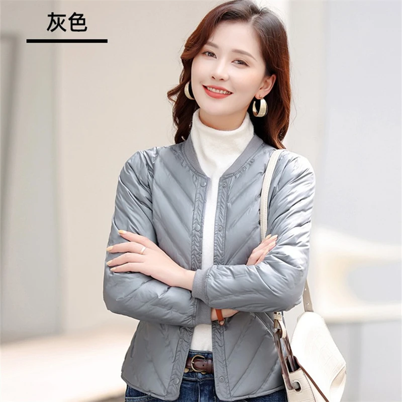 New Autumn Winter Oversize Down Coat Women Warm Light White Duck Down Jacket Ladies Single Breasted Puffer Parkas Short Outwears