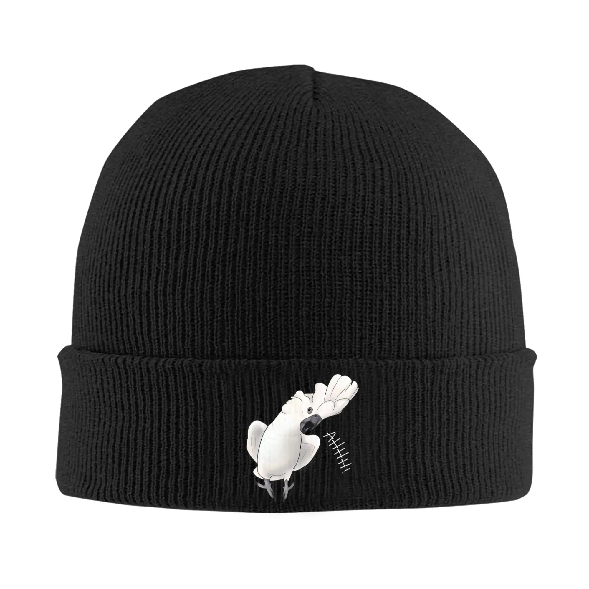 Screaming Cockatoo Bonnet Hats  Beanie Hats Autumn Graphic Knitted Hat Vintage Men Women Unisex Hippie Elastic Cap