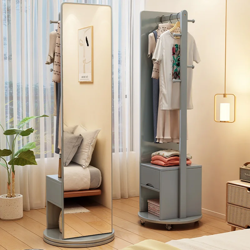 Solid Wood Coat Hat Stand Modern Vertical Bucket Cabinet Multi-Functional Moveable Rotating Bedroom Living Room