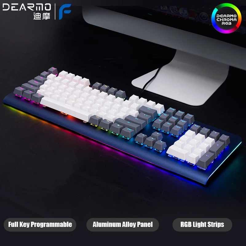 DEARMO-Teclado mecánico para juegos, suministros profesionales F31, Rgb, joyería azul