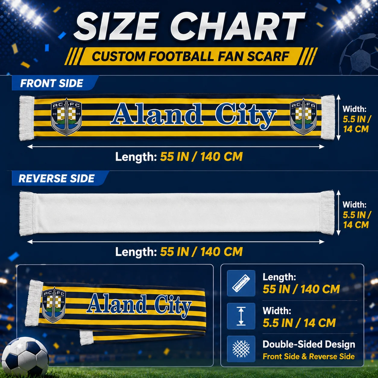 Custom Football Fan Scarf Personalized Team Scarf with Name Text Photo Soccer Supporter Gift for Fans Stadium Game, Soccer Parti