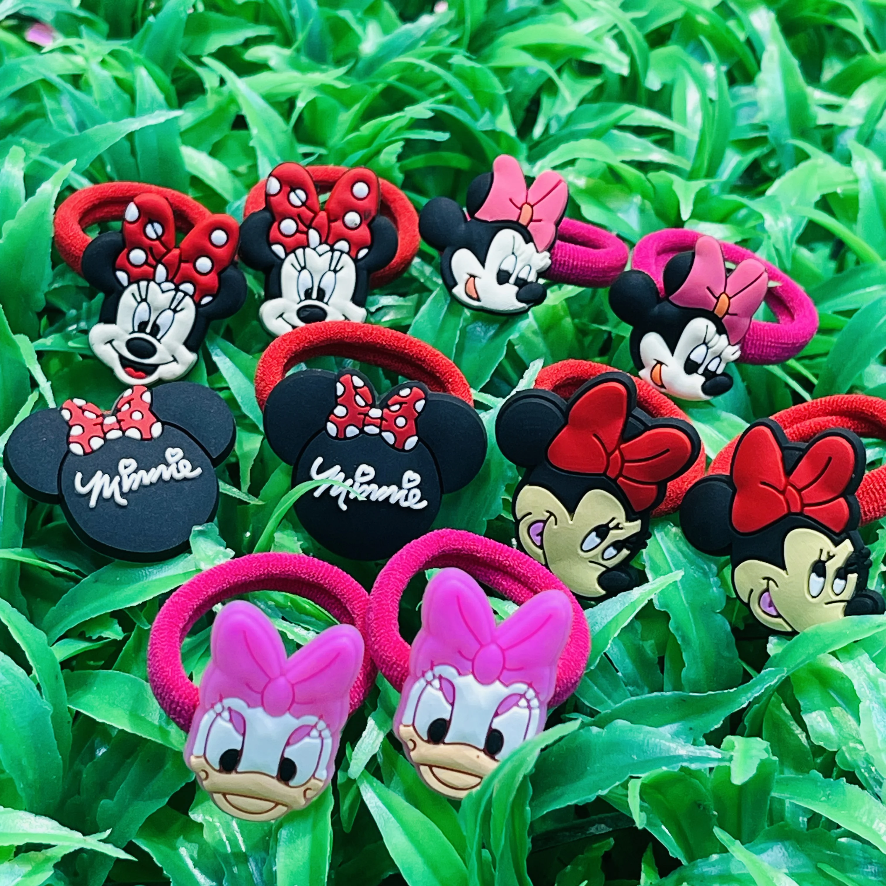 10 sztuk Mickey Minnie Disney księżniczka elastyczne gumki do włosów z pałąkiem na głowę akcesoria do włosów dziewczyny kreskówki gumki do włosów