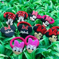 10 sztuk Mickey Minnie Disney księżniczka elastyczne gumki do włosów z pałąkiem na głowę akcesoria do włosów dziewczyny kreskówki gumki do włosów kokardy do włosów