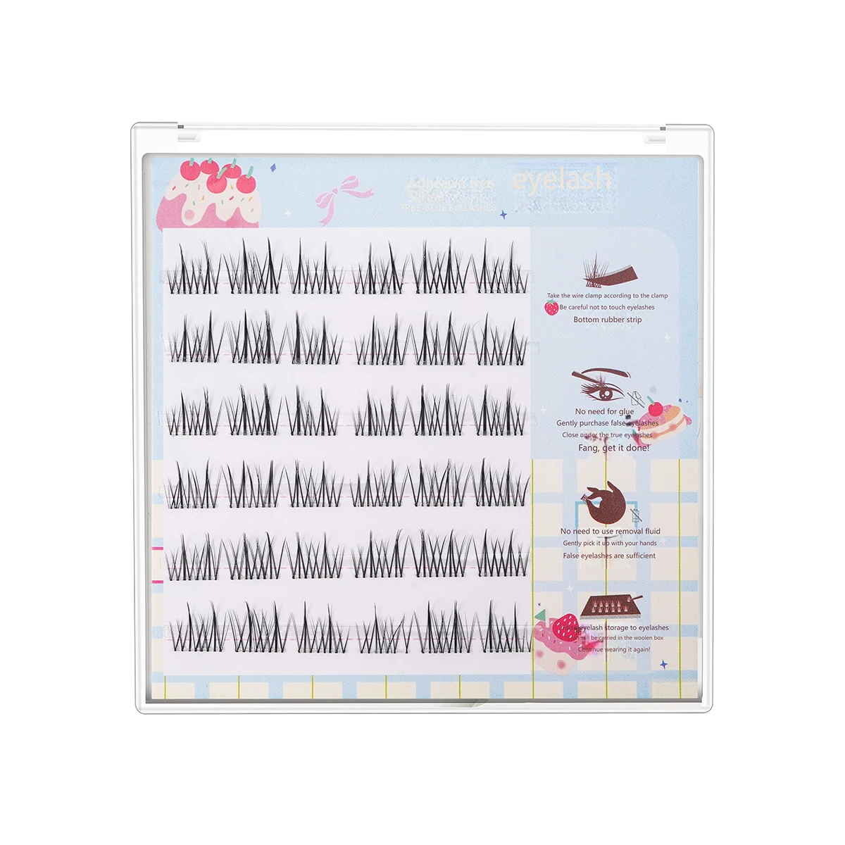 No Glue False Eyelashes 36 Clusters Double-Pointed Sunflower Lashes Natural Fluffy DIY Lash Extensions No Glue Self-Adhesive