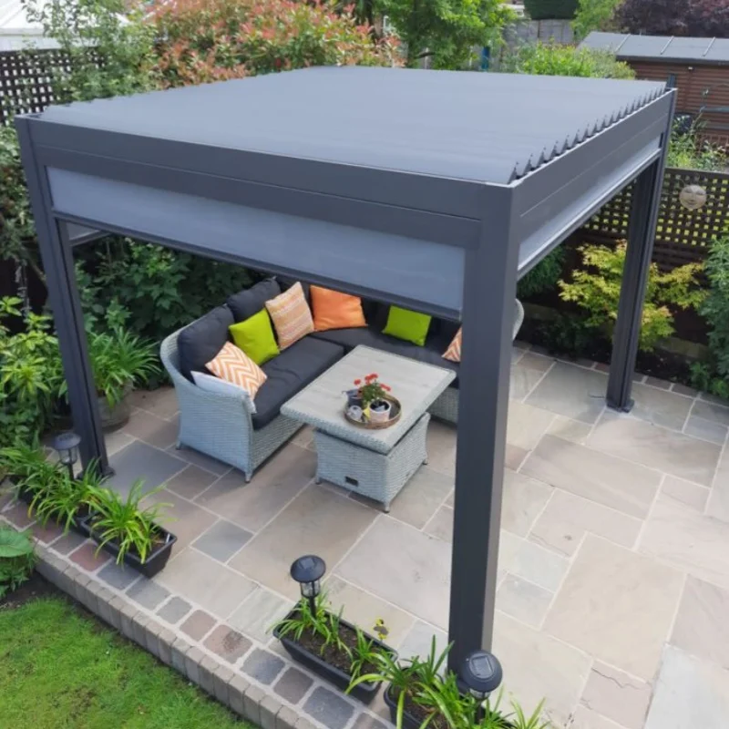 df-Bioclimatic Aluminum Pergola Waterproof Motorized Outdoor Garden Canopy Gazebo & Pergola Roof System with Louvered Kits！