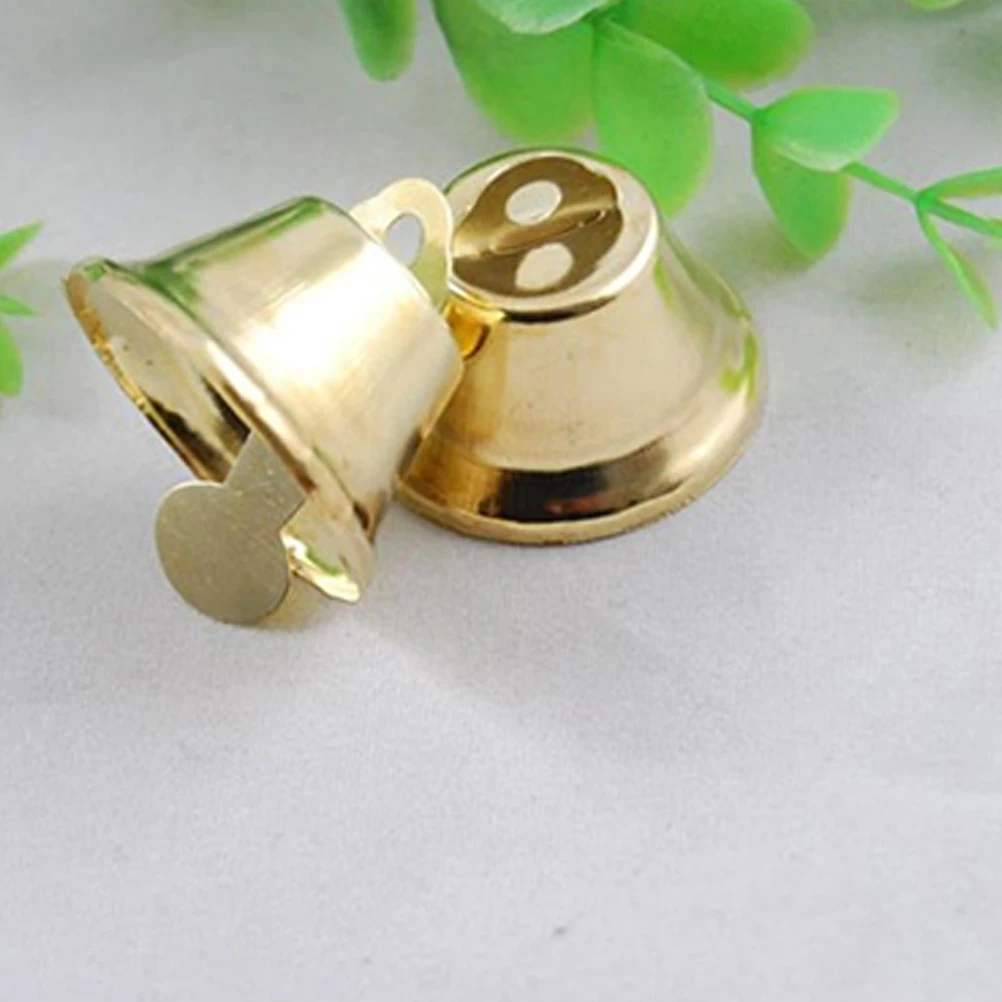 120pcs 14mm Christmas Bell Hanging Pendant Xmas Tree DIY Bell Pendant Golden Mini Christmas Bell Ornament Iron Bells Crafts