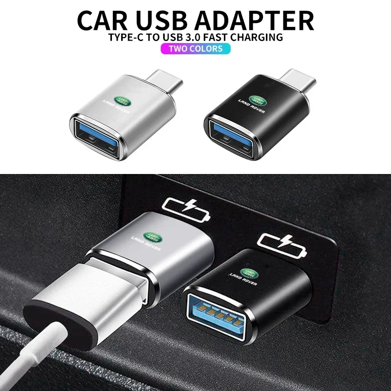 Car Logo Type C To USB 3.0 OTG Adapter Converter For Land Rover Discovery 2 3 4 Range Rover Freelander SV SVR Velar Evoque