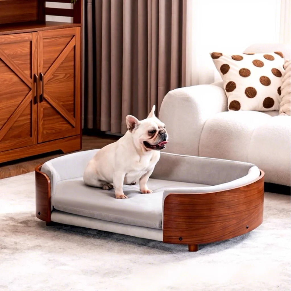 

Wooden Simple Cat & Dog House Sofa Bed with Breathable Warmth All Seasons Use Indoor Use