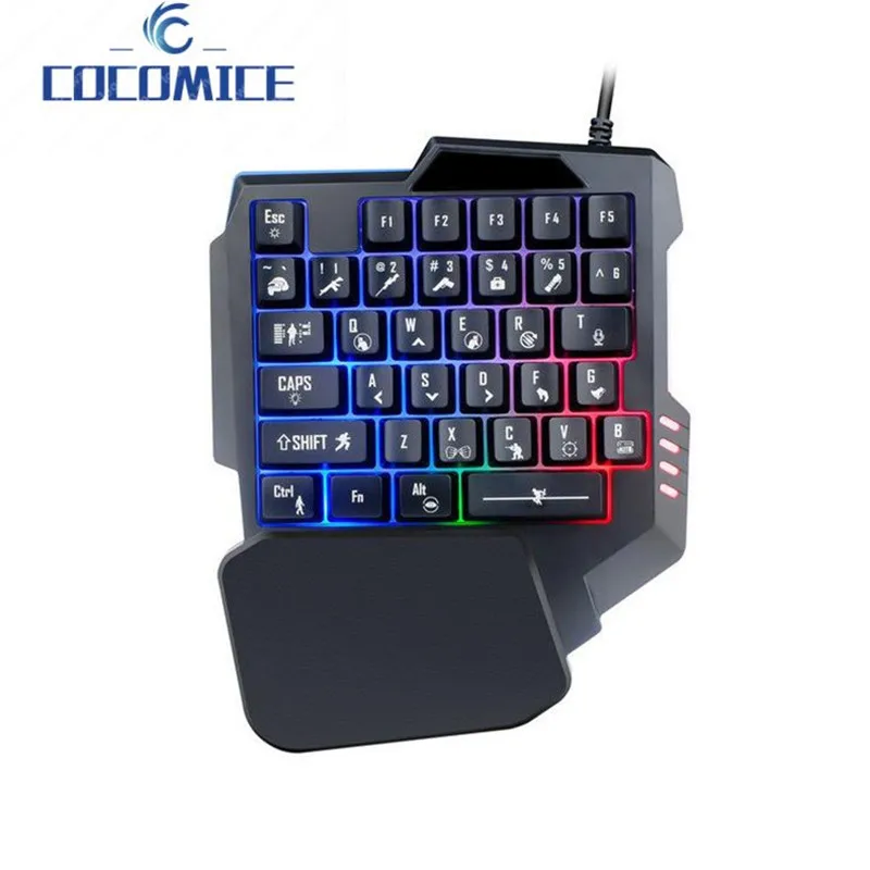 Single handed keyboard seven color RGB macro recording game mechanical feel eating chicken throne mobile game computer keypad