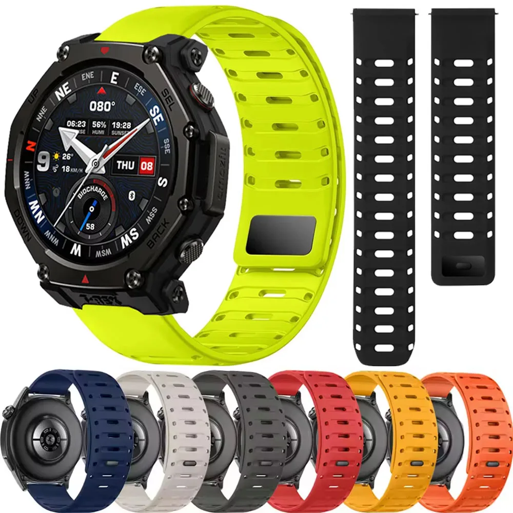 22mm Silicone Sports Strap For Amazfit T-Rex3 Pro 48mm Helio Magnetic Watchband For Amazfit Balance 2 1/Bip 6 5 Bracelet Correa