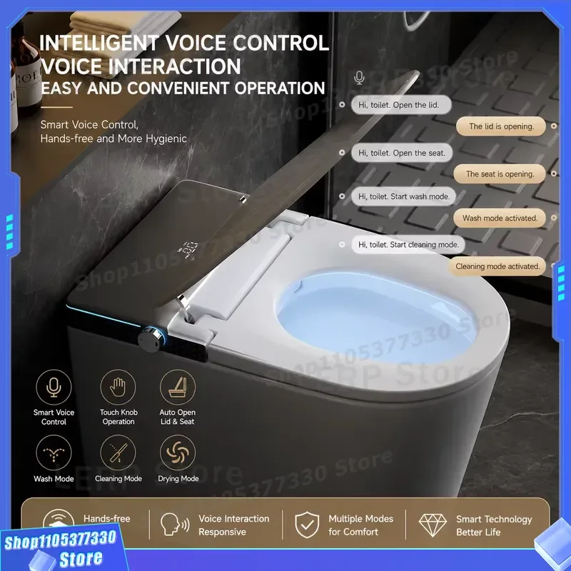 Smart Integrated Floor Toilet with Voice Control Automatic Heating Sanitary Seat Deluxe Intelligent Bidet for Modern Bathroom