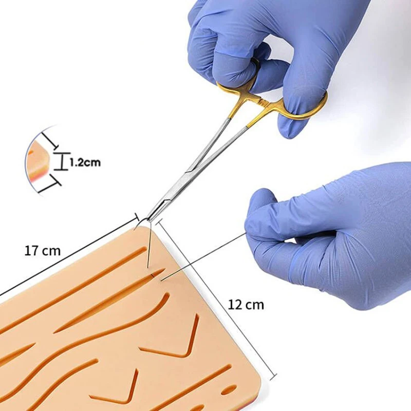 재사용 가능한 외과 봉합 키트 패드, 실리콘 가짜 피부 봉합 의료 연습 외상 시뮬레이션 상처 훈련 교육 모델