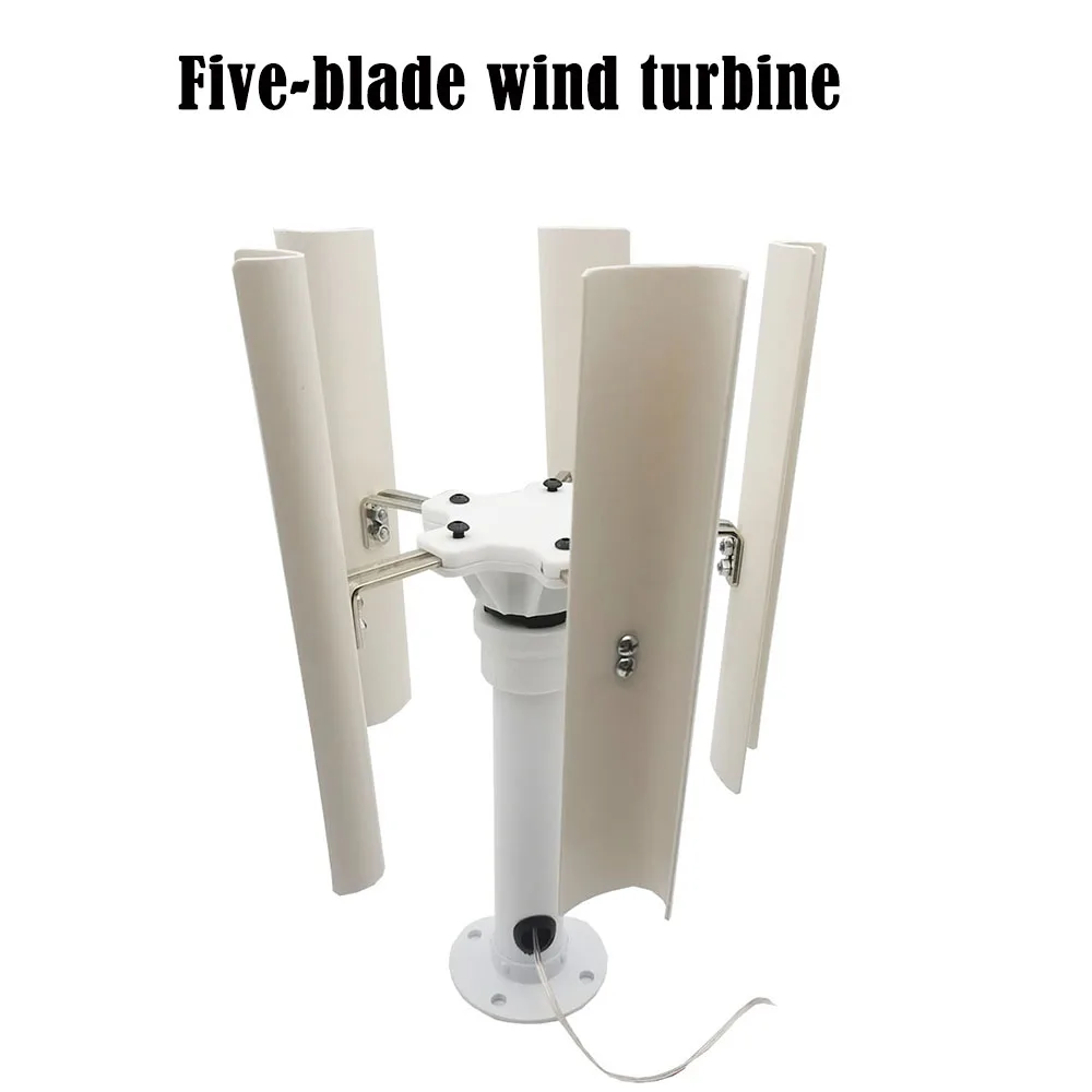 Portable vertical axis five blade wind turbine model three-phase permanent magnet generator with gentle wind start