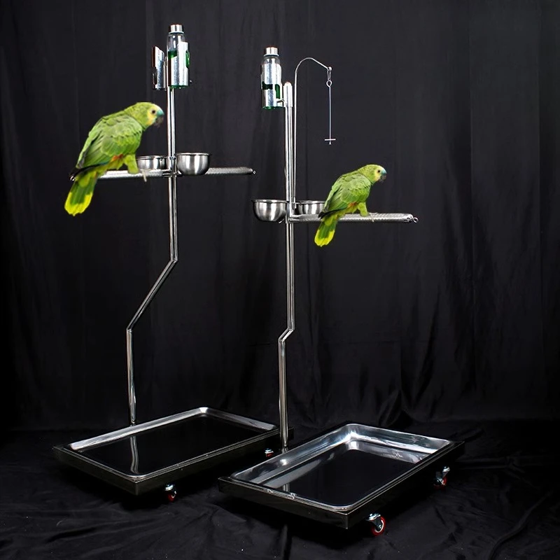 

Parrot stand, large double bird stainless steel stand, perching and raising ground parrot 7-cross stand