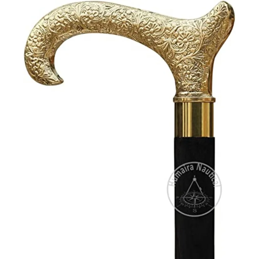 

Derby Canes and Walking Sticks with Brass Handle Affordable Gift Wooden Decorative Walking Cane Fashion Statement for Men and W