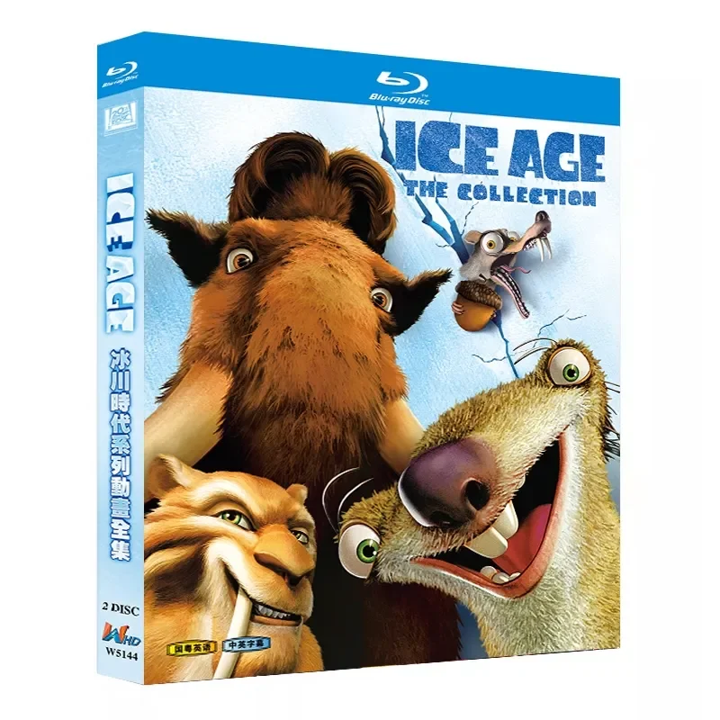 Colección Completa de Películas Animadas de la Serie Ice Age en Blu-ray BD, Set en Caja DVD 1080p con Audio en Chino, Inglés y Cantonés